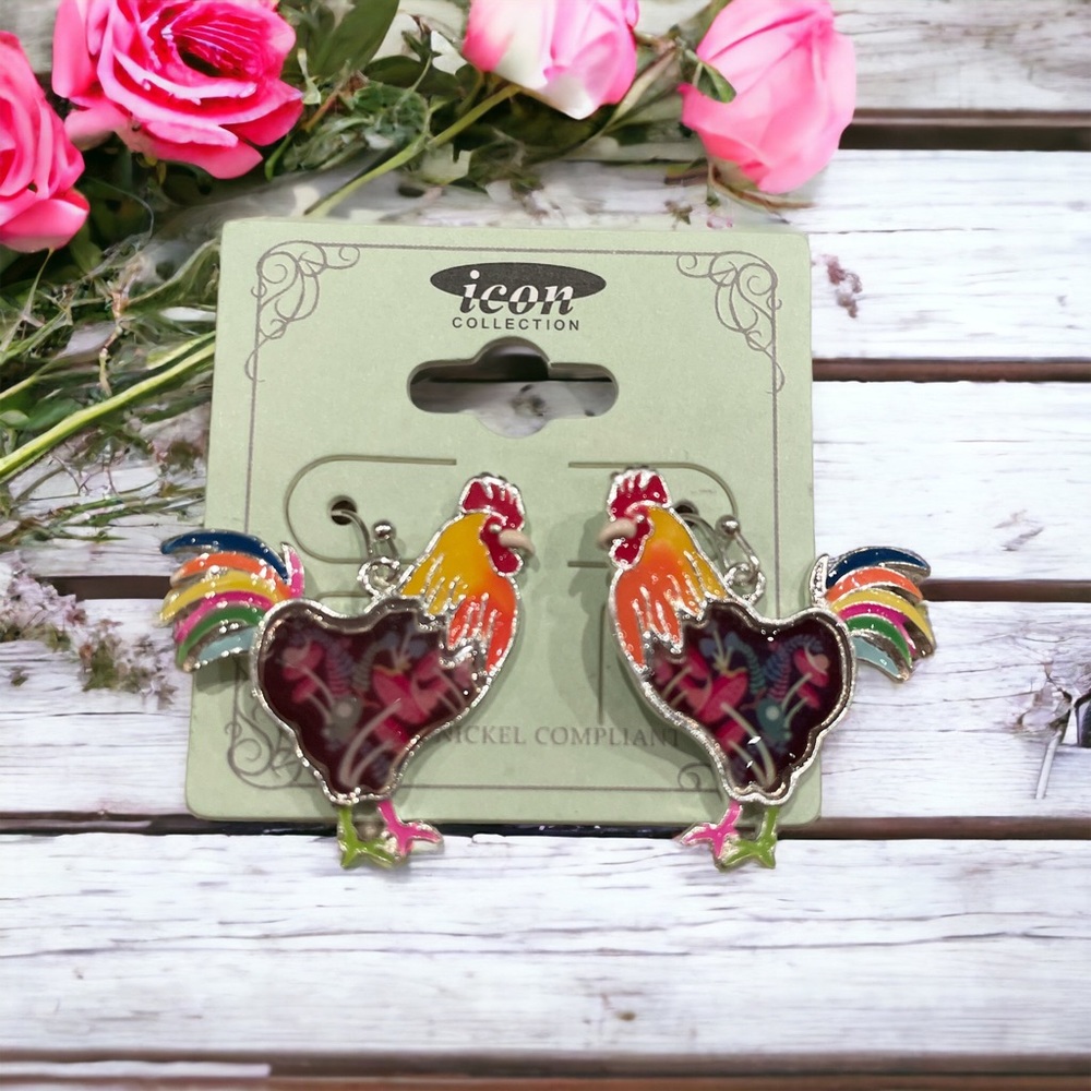 NWT Rooster Earrings